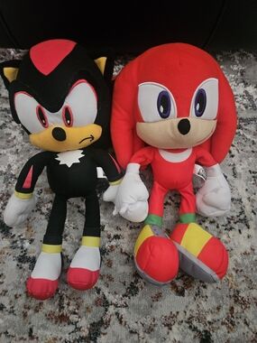 12" Red and Black Plush Character Set - Soft Stuffed Toys